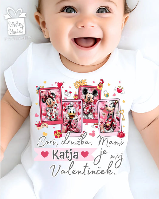 Otroški bodi “Moja mami je moj valentinček” personalizirano darilo za valentinovo