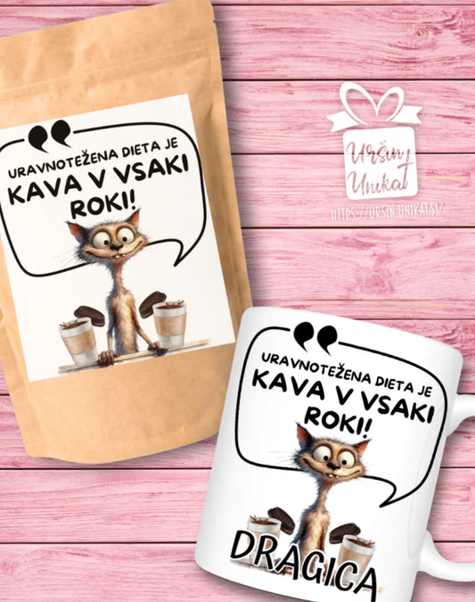 DARILNI KOMPLET: skodelica + kavica “Uravnotežena dieta”