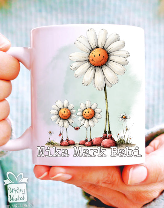 SKODELICA/FLAŠKA -  “Marjetice” personalizirano darilo za materinski dan