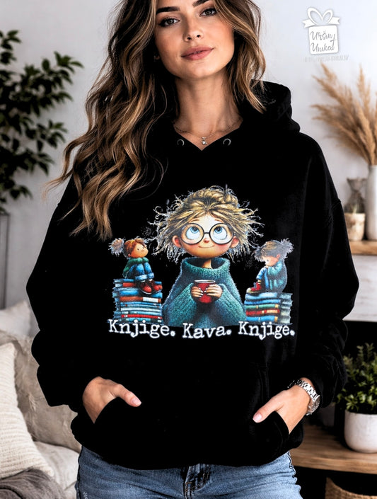 Majica ali hoodie - “Knjige. Kava. Knjige” darilo za vse, ki radi berejo.