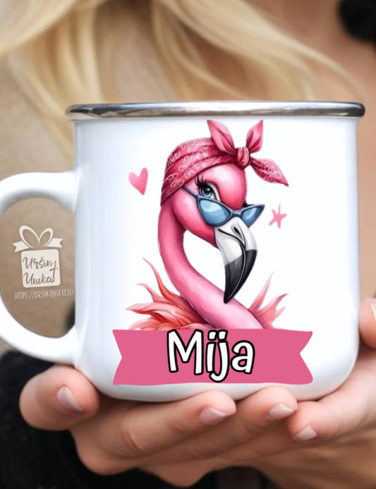 Emajlirana skodelica “Flamingo”