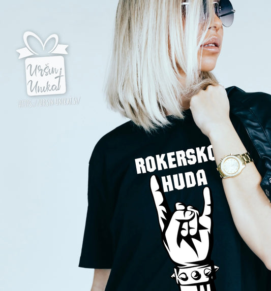 Bombažna majica "Rokersko huda”- rock darilo