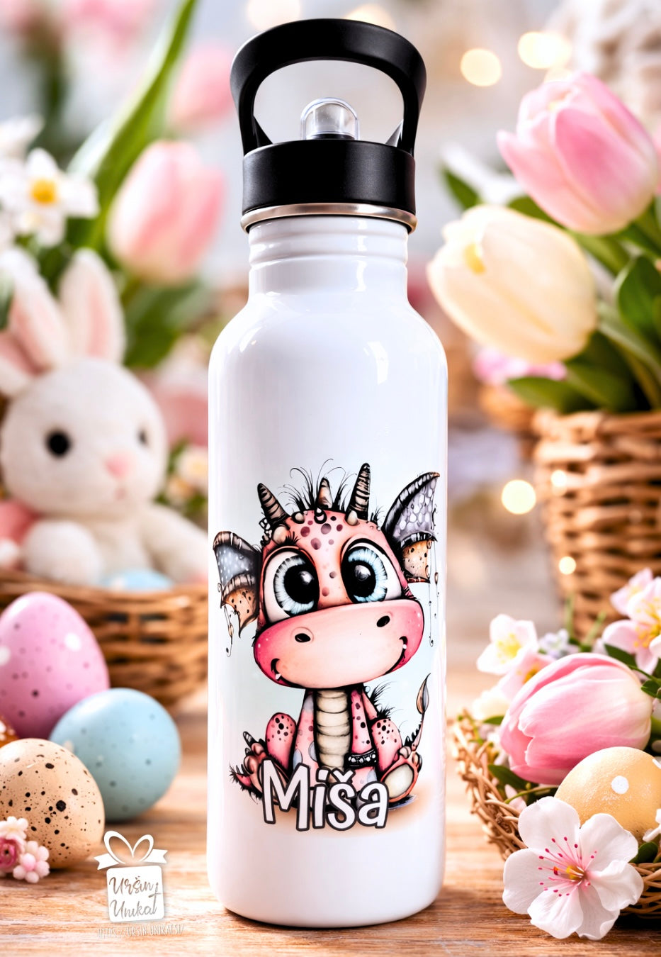 SKODELICA/JEKLENA STEKLENIČKA OZ FLAŠKA - “Pravljični ” več otroških motivov