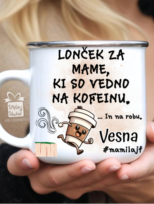 Emajliran LONČEK za mame - ki so vedno na kofeinu #mamilajf