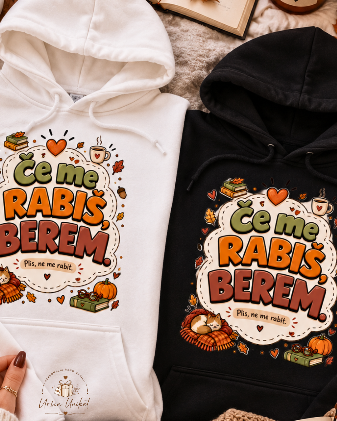 Majica ali hoodie - “Če me rabiš, berem”