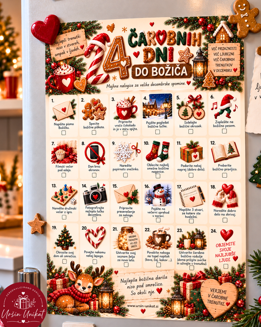 ADVENTNI KOLEDAR - 24 čarobnih dni do Božiča - PDF ali print