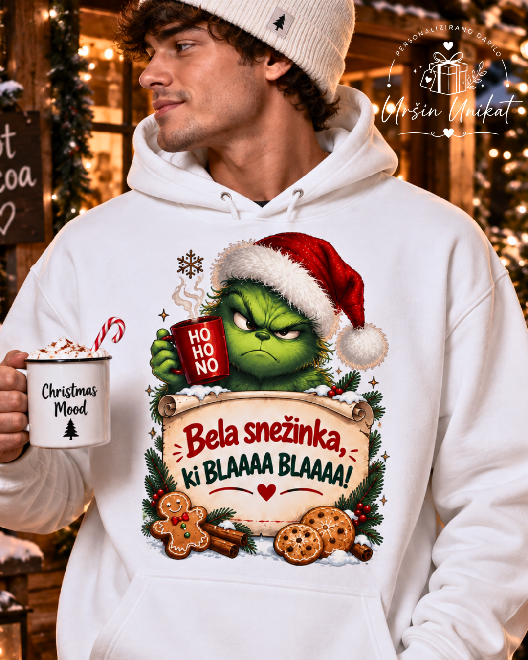 Majica ali hoodie - Bela snežinka, ki BLAA BLAA - smešno Božično darilo