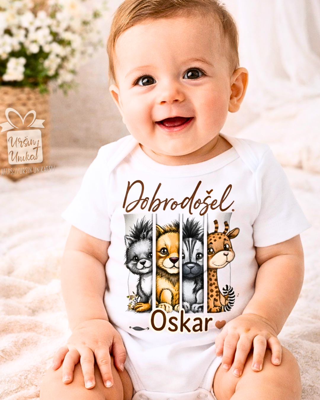 Otroško darilo ob rojstvu: "Džungla” personaliziran bodi/ninica/stenska grafika/blazina darilo ob rojstvu