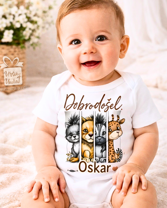 Otroško darilo ob rojstvu: "Džungla” personaliziran bodi/ninica/stenska grafika/blazina darilo ob rojstvu