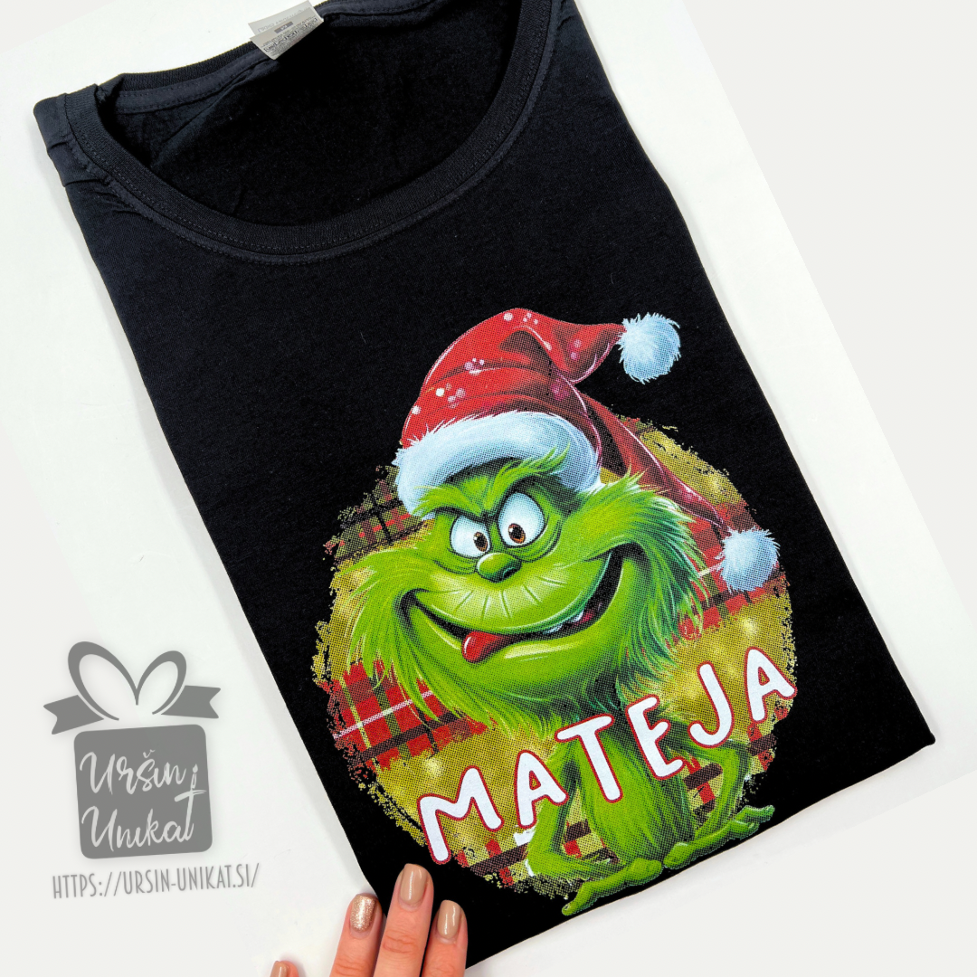 Bombažna majica - GRINCH - naziv po želji - BOŽIČNO DARILO