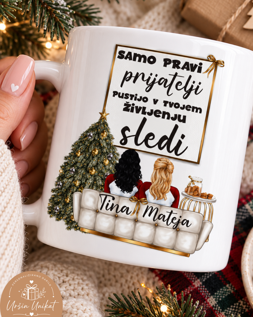 Skodelica - Božično darilo za prijateljico “Pravi prijatelji”