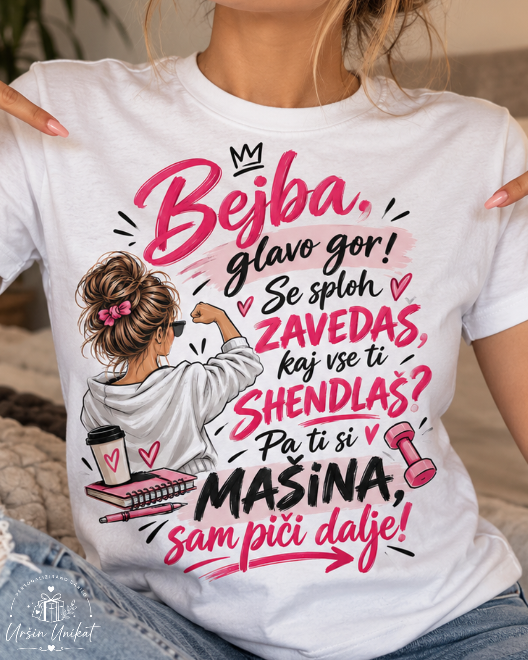 Majica ali hoodie - “Bejba, glavo gor” - mašina - darilo za prijateljico