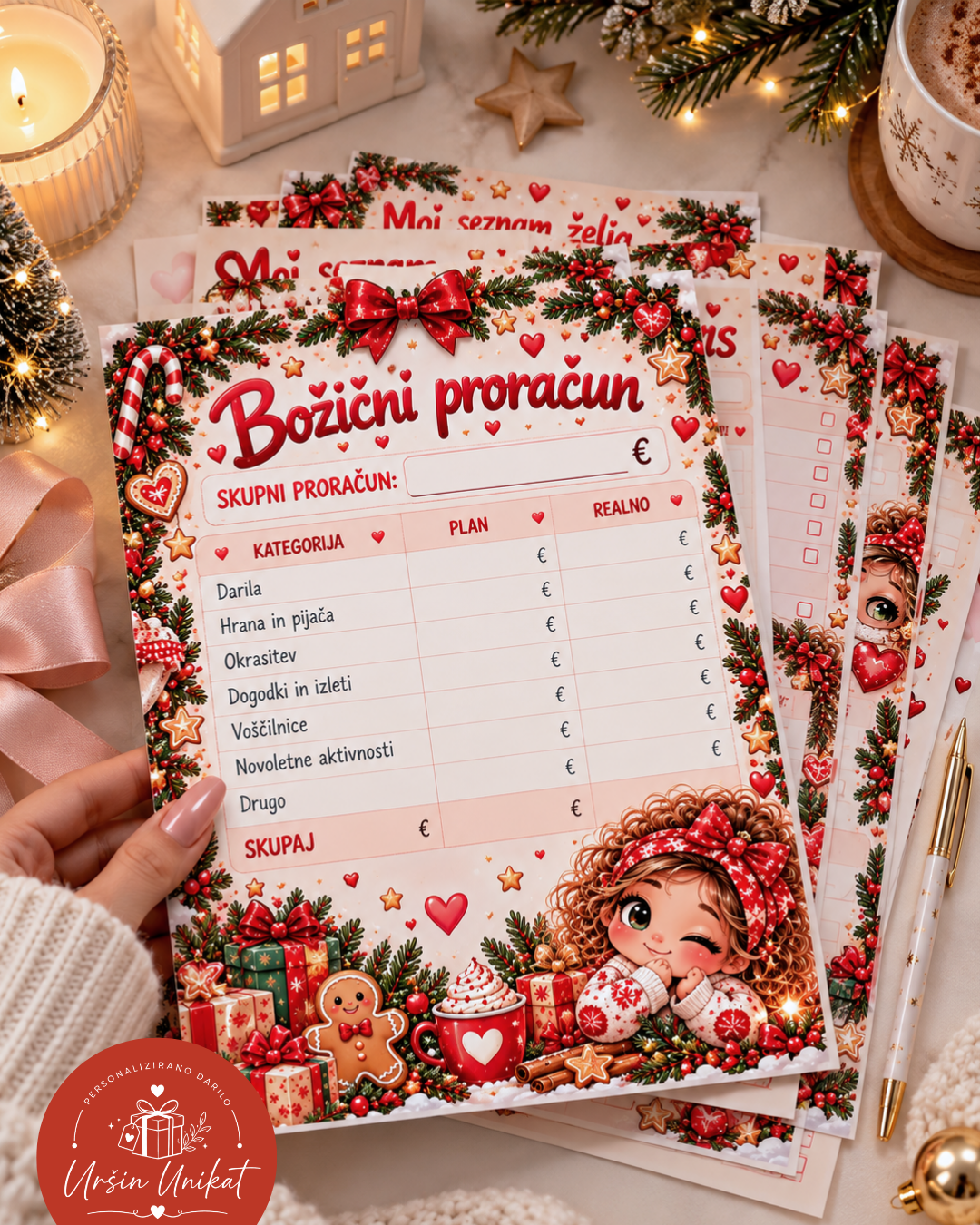 Čarobni Božični planer, načrtovalnik - christmas budget in darila - PDF ali print