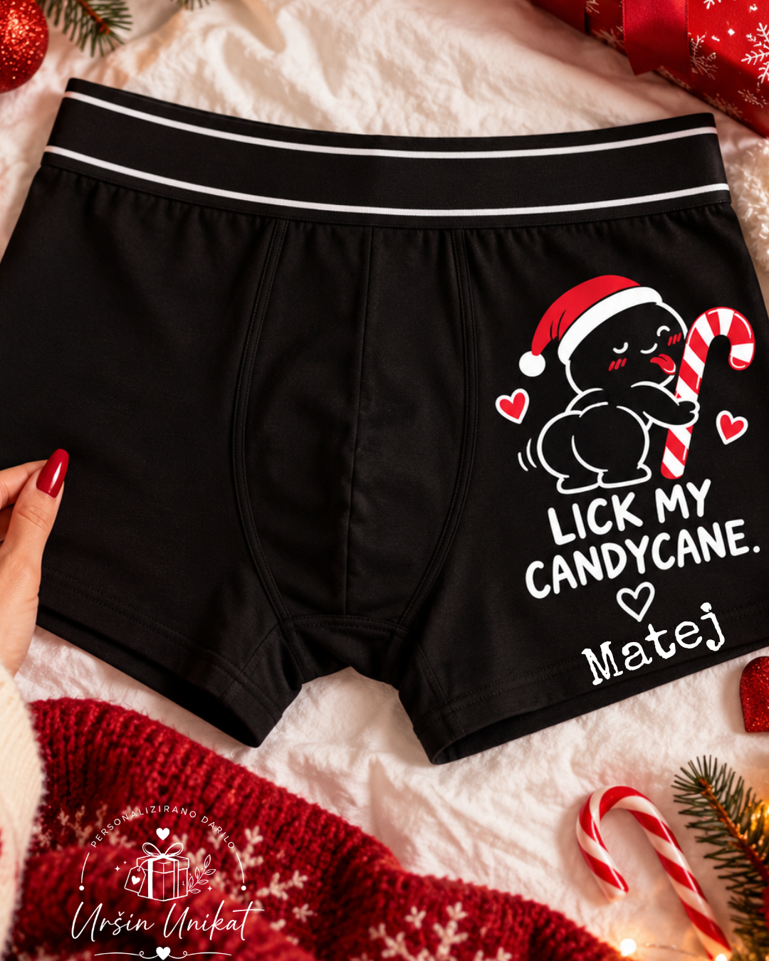 SPODNJE HLAČE - Buddy - Lick my candycane - smešno Božično darilo