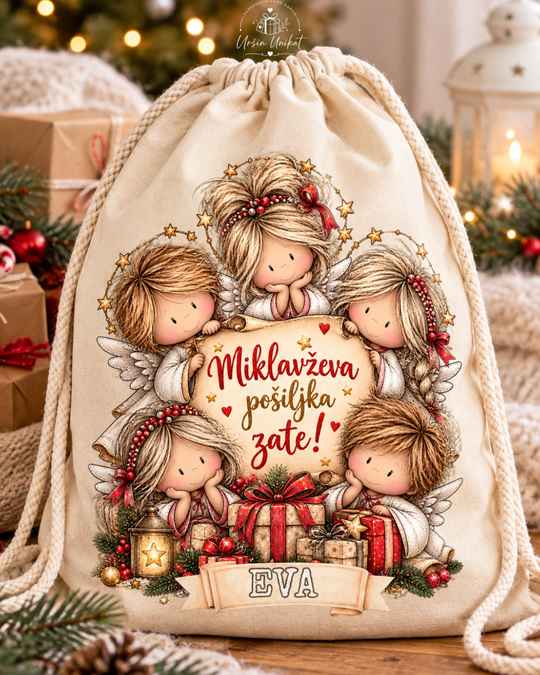 Miklavževa pošiljka zate - vreča - angelčki