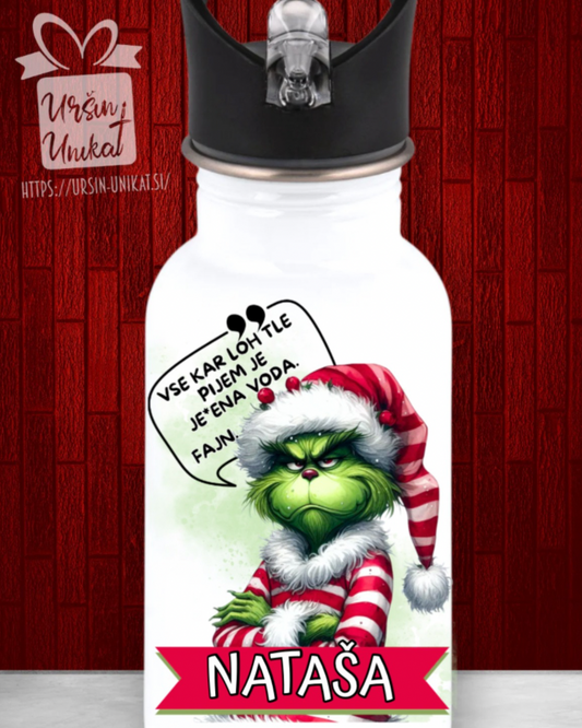 JEKLENA STEKLENIČKA - GRINCH - za odrasle - smešno Božično darilo