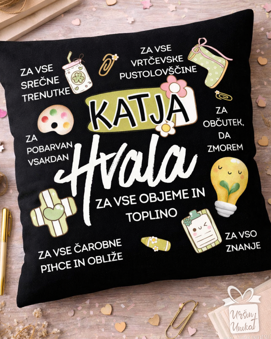 ČRNA BLAZINA - Darilo za vzgojiteljico - Hvala za …