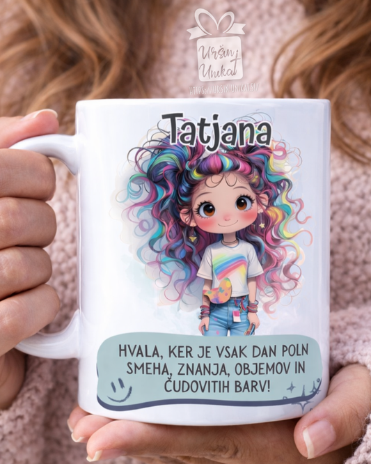 Keramična ali emajlirana skodelica "BARVE" - DARILO za učiteljico/vzgojiteljico