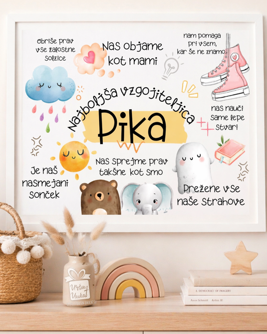 PERSONALIZIRANA GRAFIKA - Darilo za vzgojiteljico - več možnosti