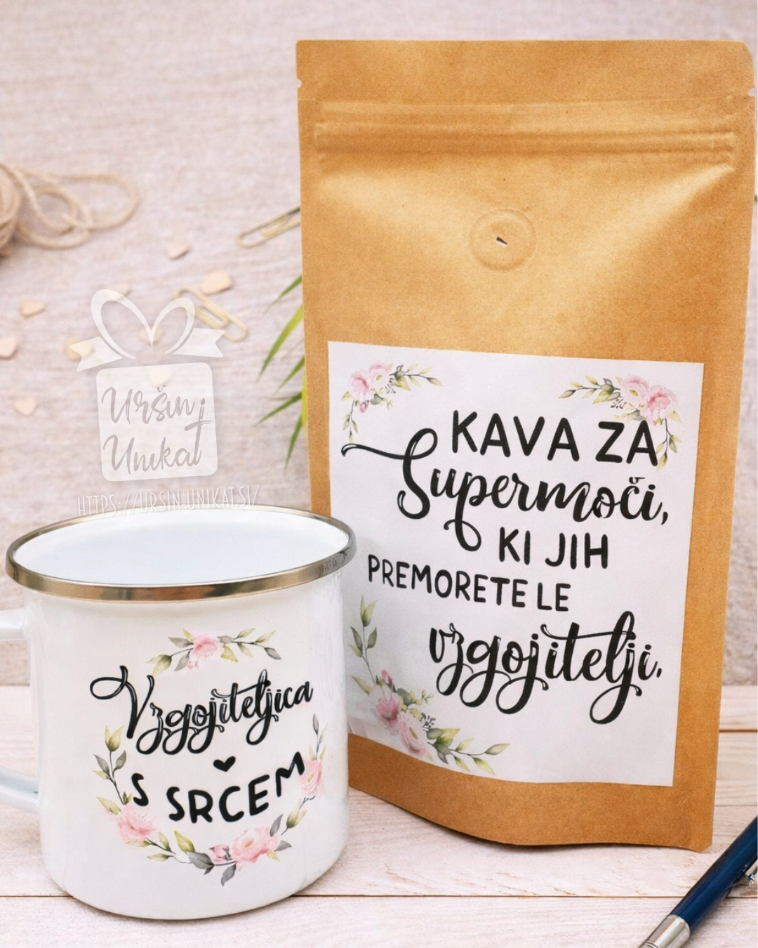 DARILNI KOMPLET:  VZGOJITELJICE skodelica + kavica