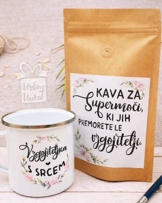 DARILNI KOMPLET:  VZGOJITELJICE skodelica + kavica