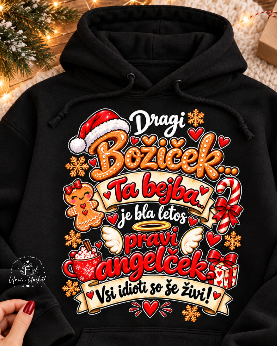 Majčka/hoodie Dragi Božiček - ta Bejba - | Uršin unikat