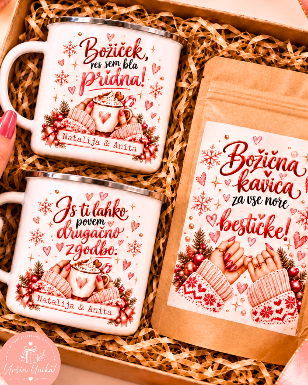 Božični darilni komplet za prijateljico | Uršin Unikat