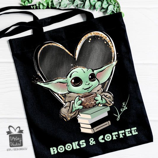 NAKUPOVALNA VREČA - Baby Yoda - Books & Coffee