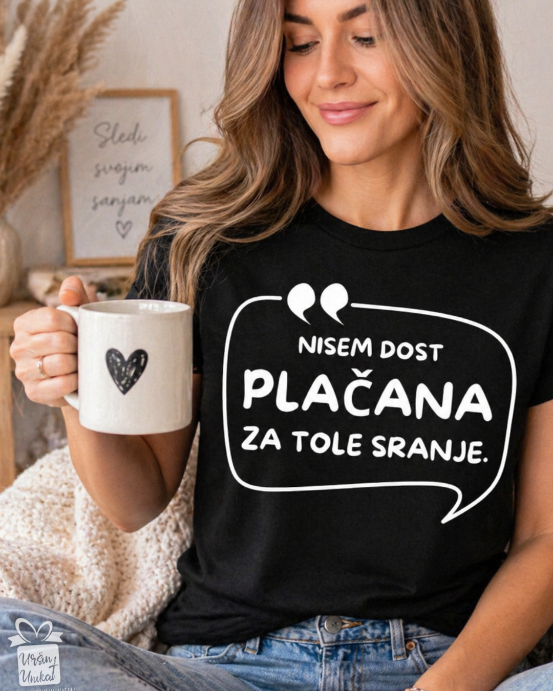 Bombažna majica "Nism dost plačana”
