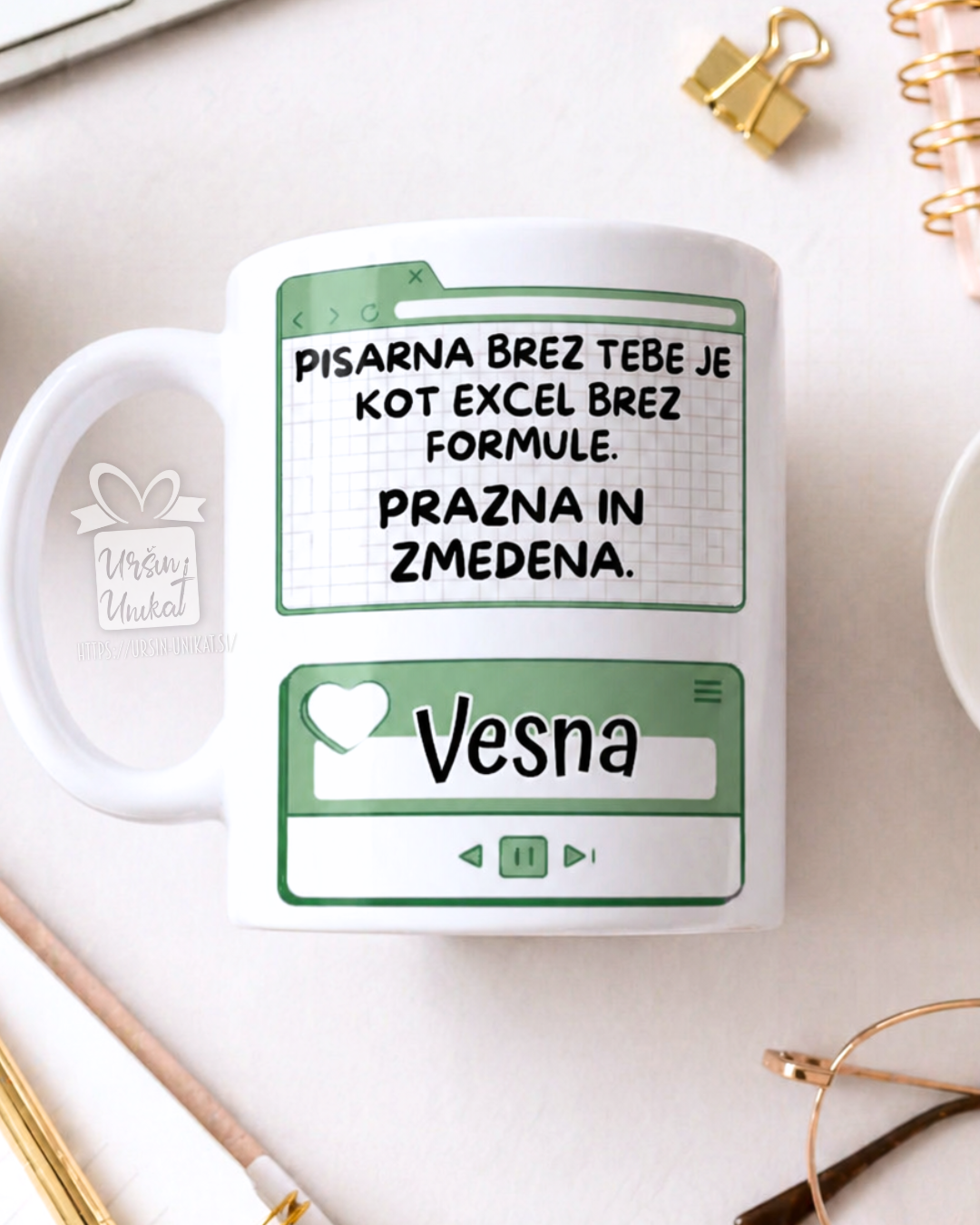Keramična skodelica “PISARNA BREZ TEBE” - darilo za sodelavca