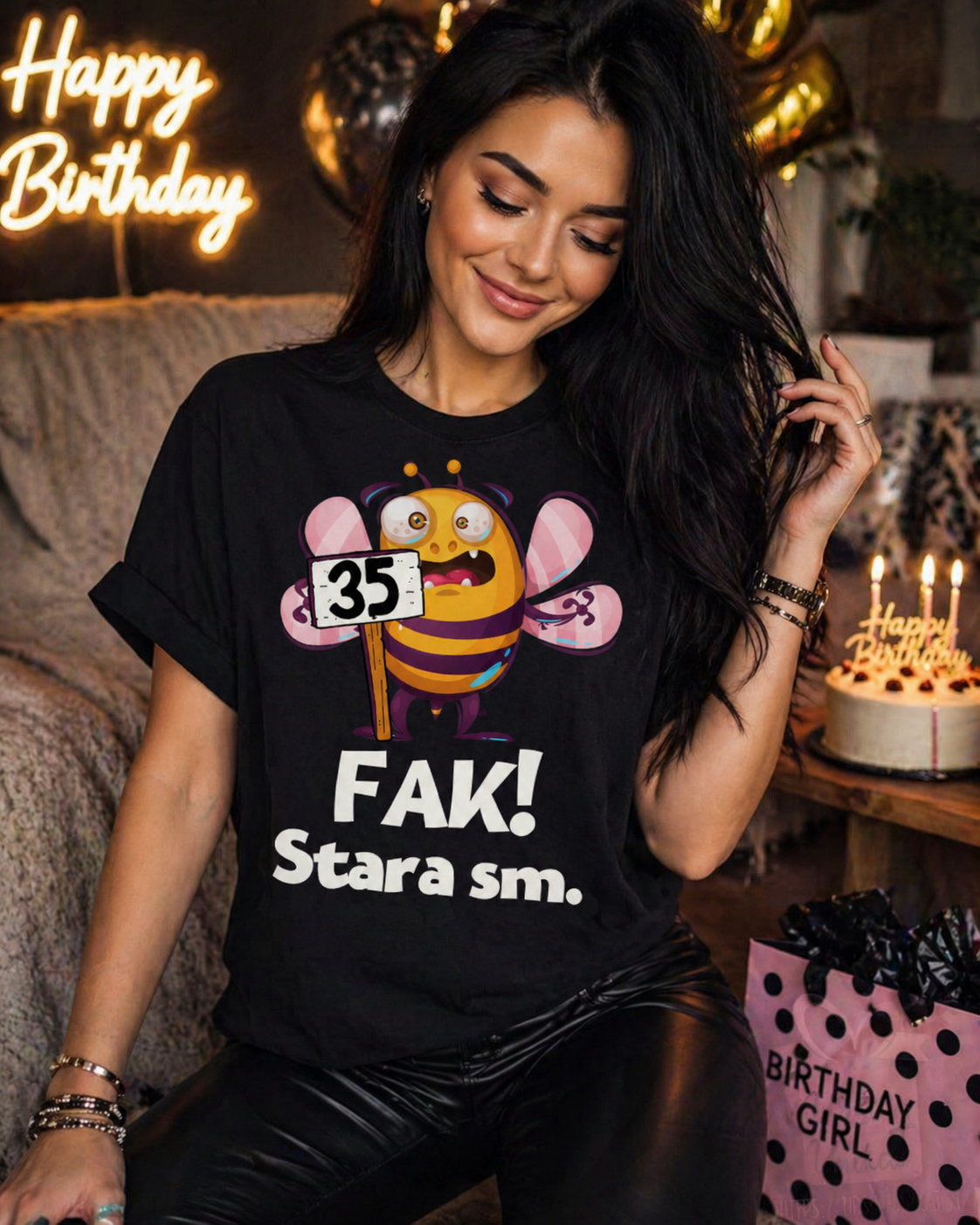 Bombažna majica "Fak, stara sem!” - letnica po želji - smešno darilo za rojstni dan