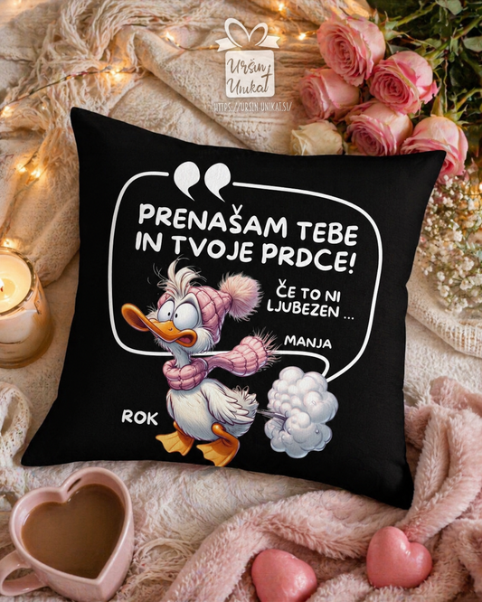 Prenašam tebe in tvoje prdce- darilo za valentinovo/obletnico - Če to ni ljubezen (blazina)