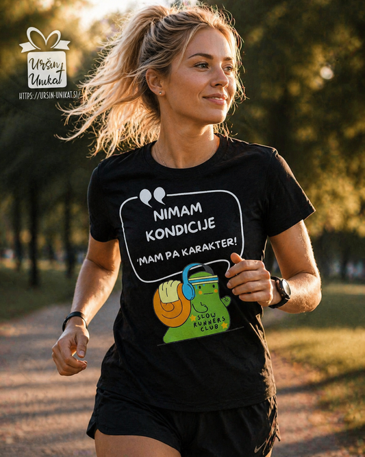 Bombažna majica “NIMAM KONDICIJE” - smešno darilo za tekače - tek