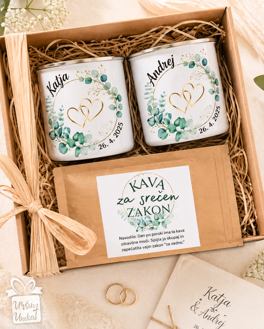 Darilni paket - poroka - poročno darilo - zlata srca
