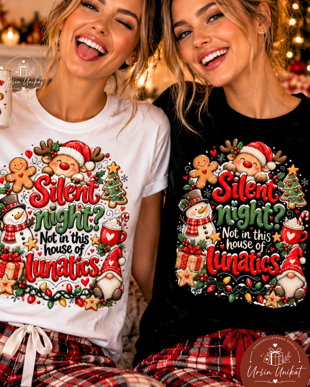 Majčka/hoodie “Silent night” - smešno božično darilo | Uršin unikat