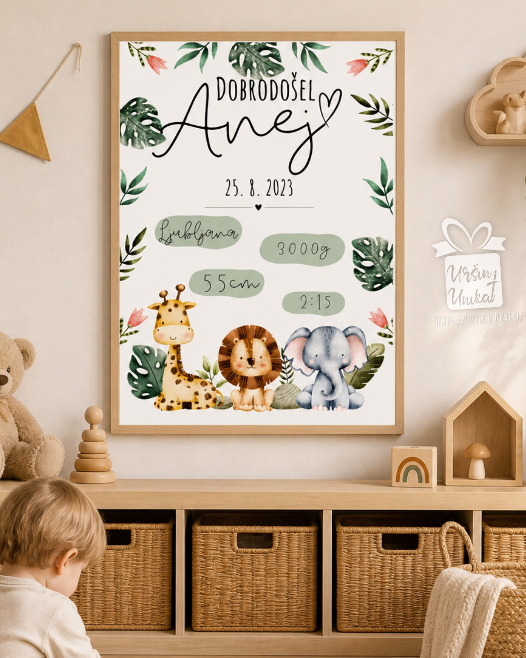 STENSKA GRAFIKA - rojstni podatki - MOTIV DŽUNGLA