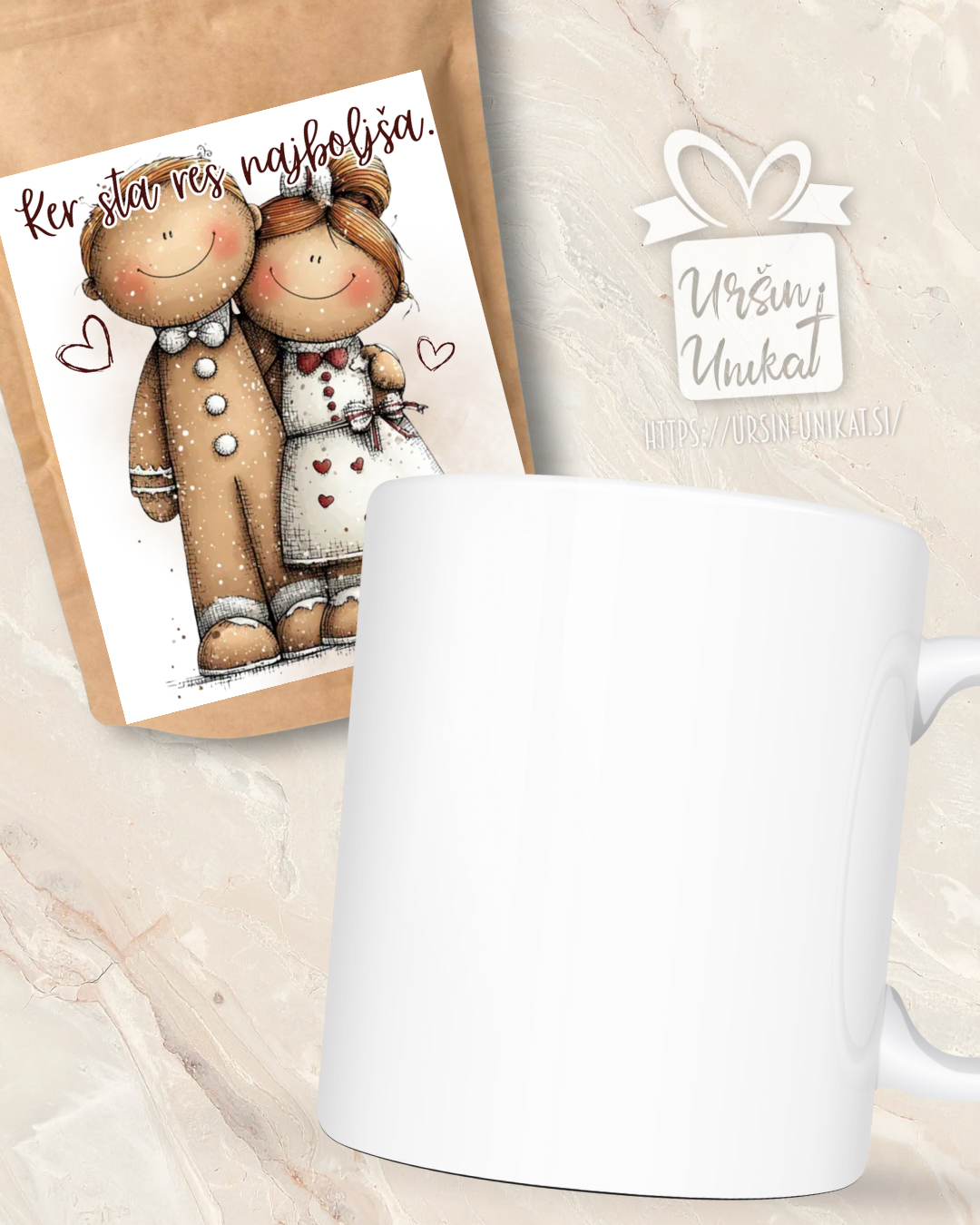 Darilni komplet: “Ker sta res najboljša” - Božično darilo (kava + skodelica)