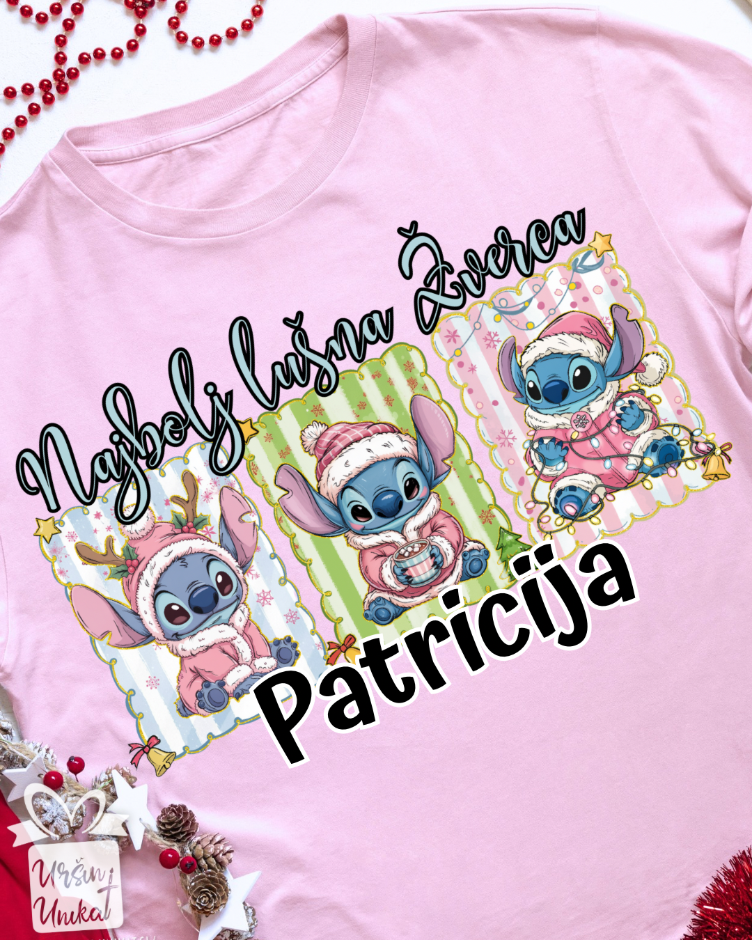 Otroška majica "Najbolj lušna Žverca - Stich - Božično darilo - VEČ BARV IN MOŽNOSTI