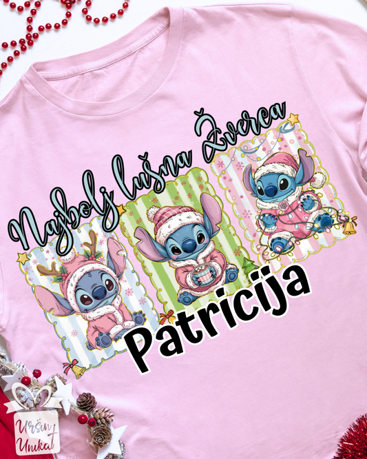 Otroška majica "Najbolj lušna Žverca - Stich - Božično darilo - VEČ BARV IN MOŽNOSTI