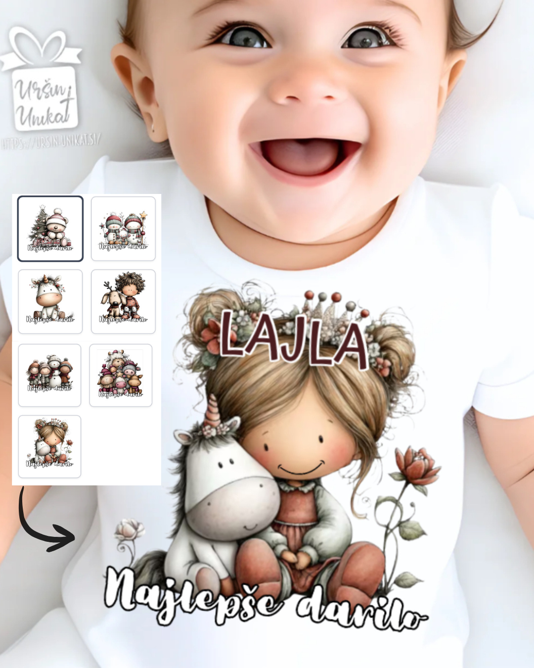 Otroški body "Najlepše darilo" Božično darilo