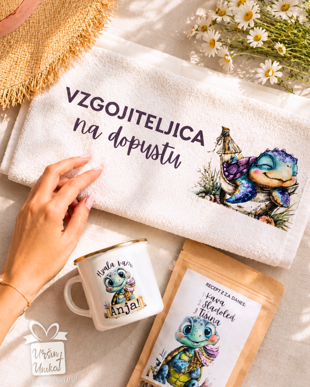 Darilni komplet - VZGOJITELJICA ali UČITELJICA na dopustu -  v darilnem pakiranju