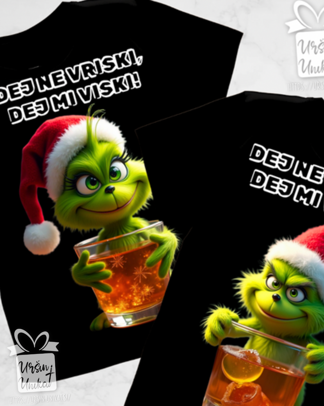 Bombažna majica " grinch - VISKI" (črna majica)