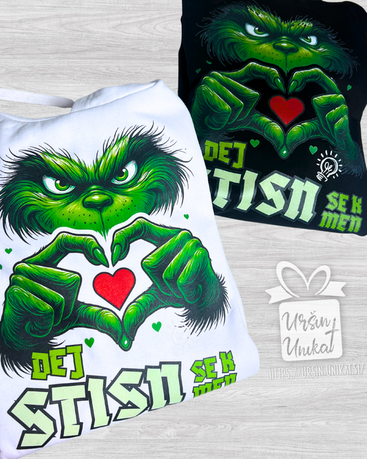 GRINCH HOODIE - Dej stisn se k men - PULOVER  - Božično darilo
