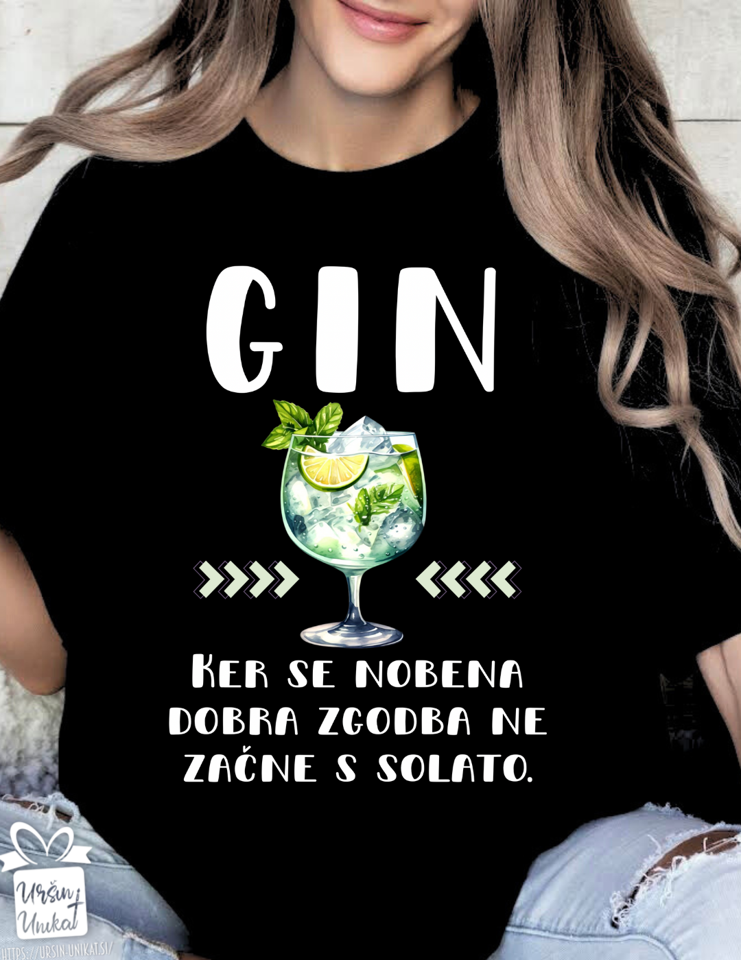 Bombažna majica "GIN” darilo - rojstni dan - zabava