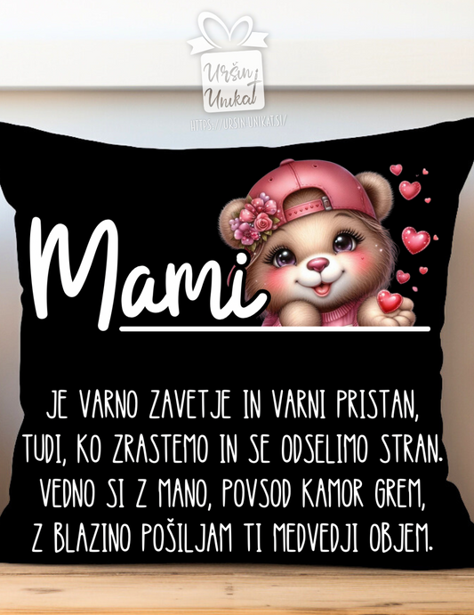 “Mami” - črna blazina - darilo za materinski dan