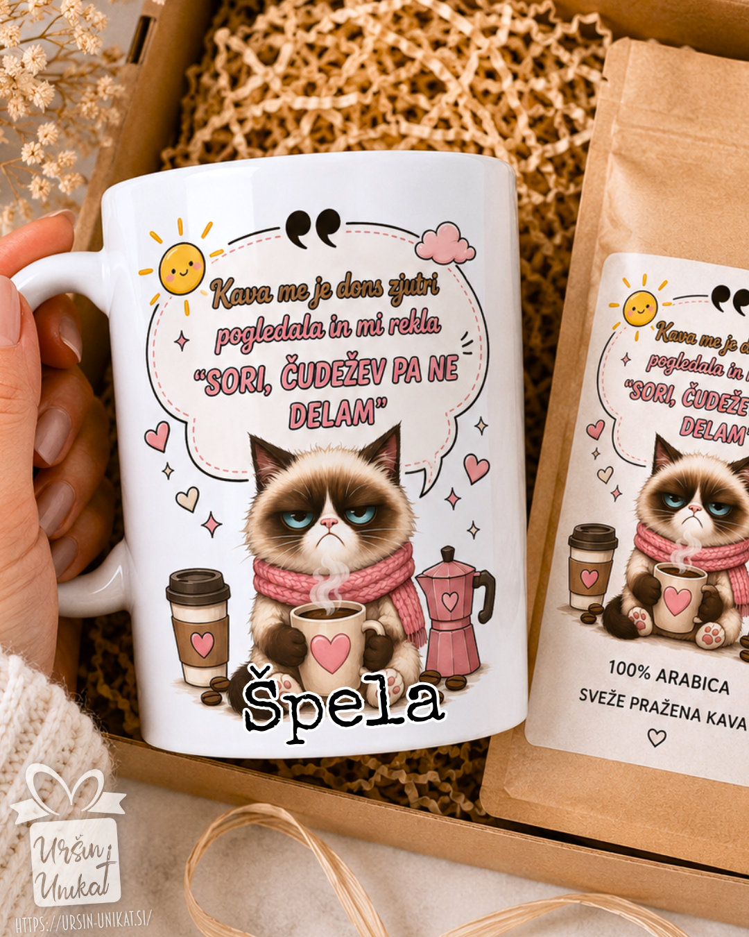 Darilni komplet - Kava - čudeži - skodelica/flaška + kava - modrosti - smešno darilo