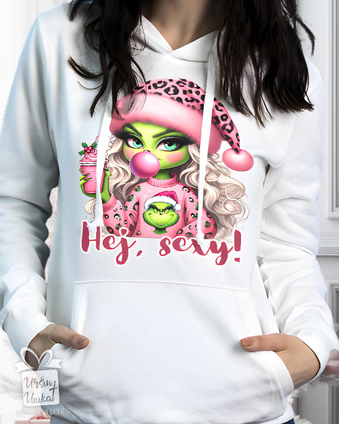 Grinch ženski HOODIE - Hej, sexy! - Božično darilo