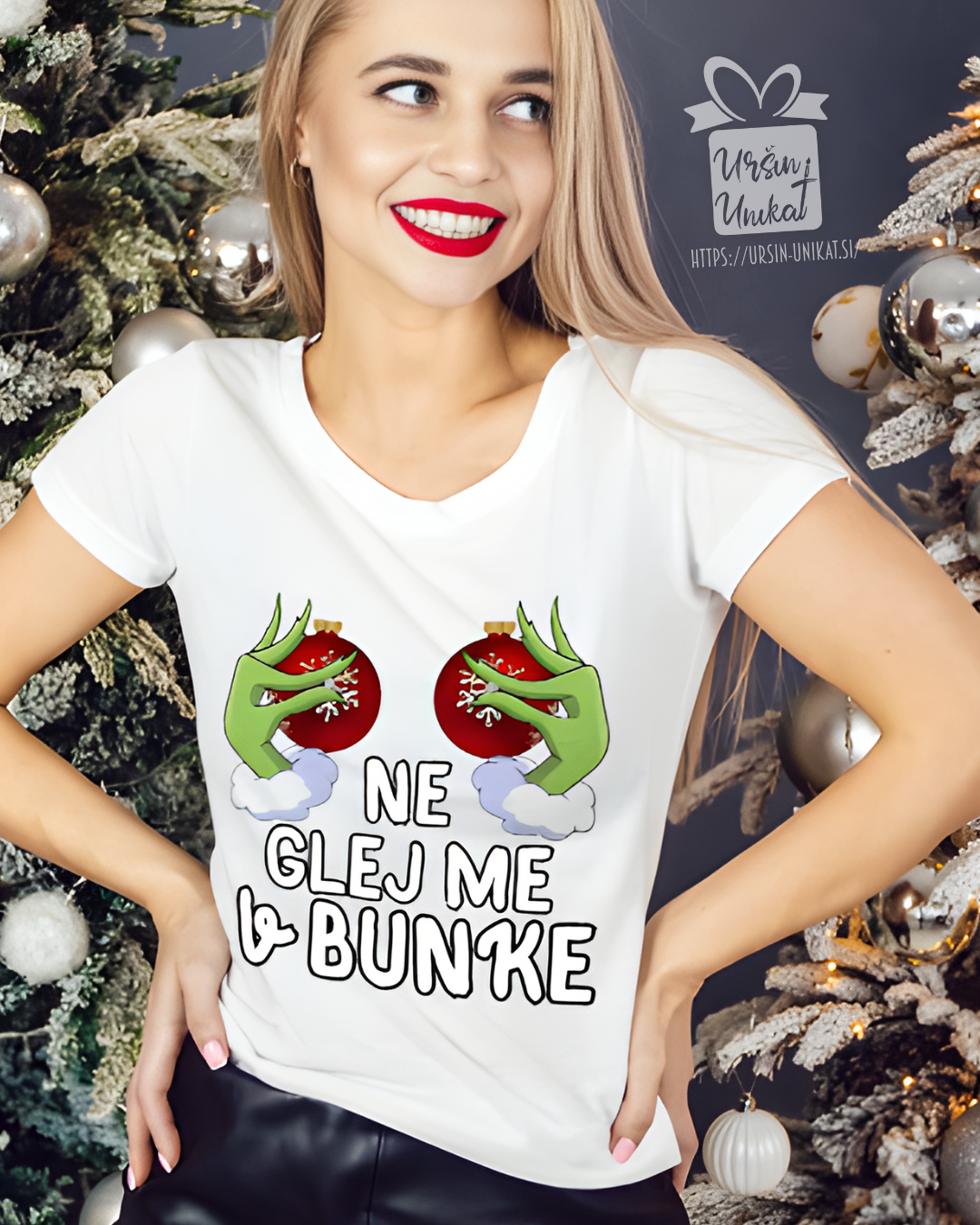 Bombažna majica “BUNKE" - GRINCH - Smešno Božično darilo