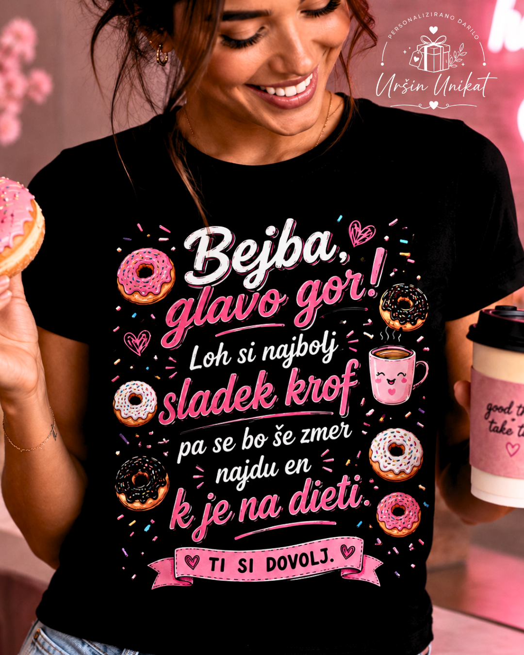 Majica “Bejba, glavo gor!” - Krof - darilo za prijateljico