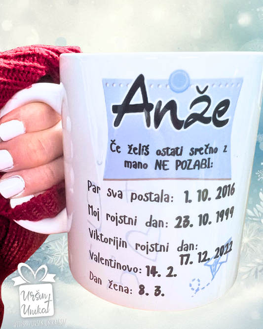 Keramična skodelica "DATUMI za moške”